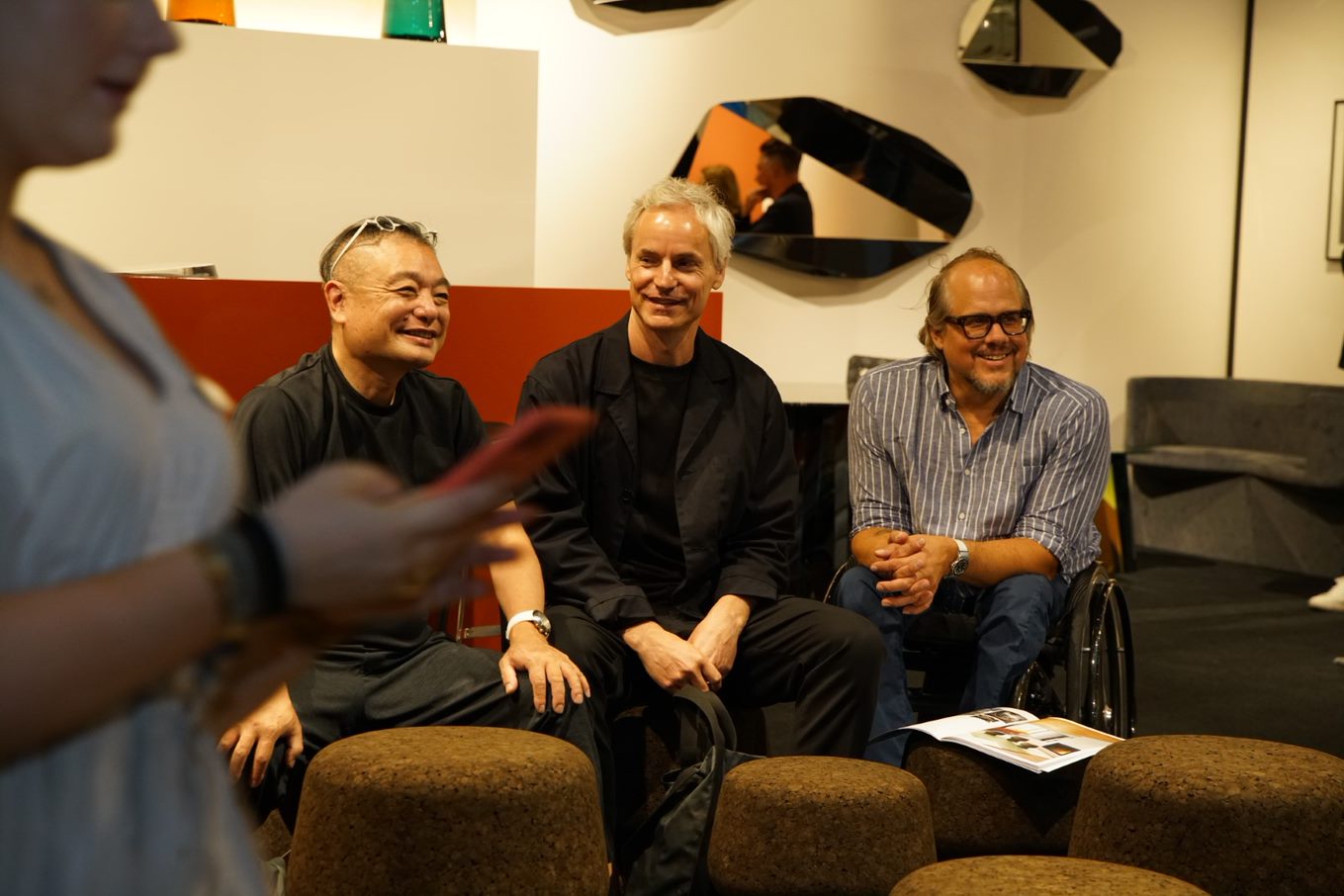 From left to right: ClassiCon's Interoffice Japan and Oliver Holy's Owner ClassiCon passionately chat over the popular Corker chair collection